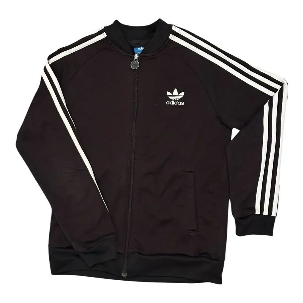 Adidas Track Jacket Boys Size Medium Black